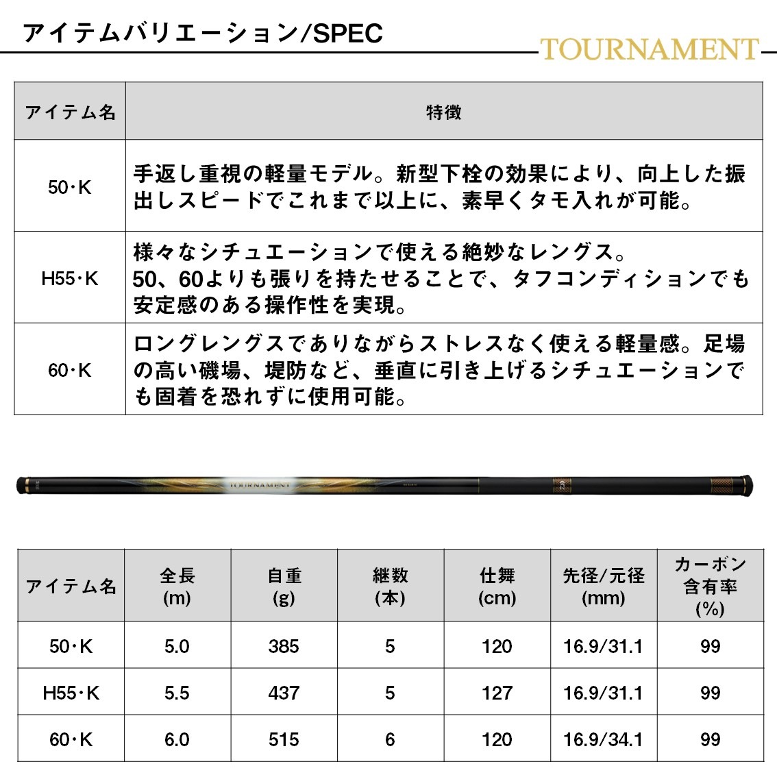 ダイワ 24 トーナメント磯 玉の柄 H55・K（予約注文）